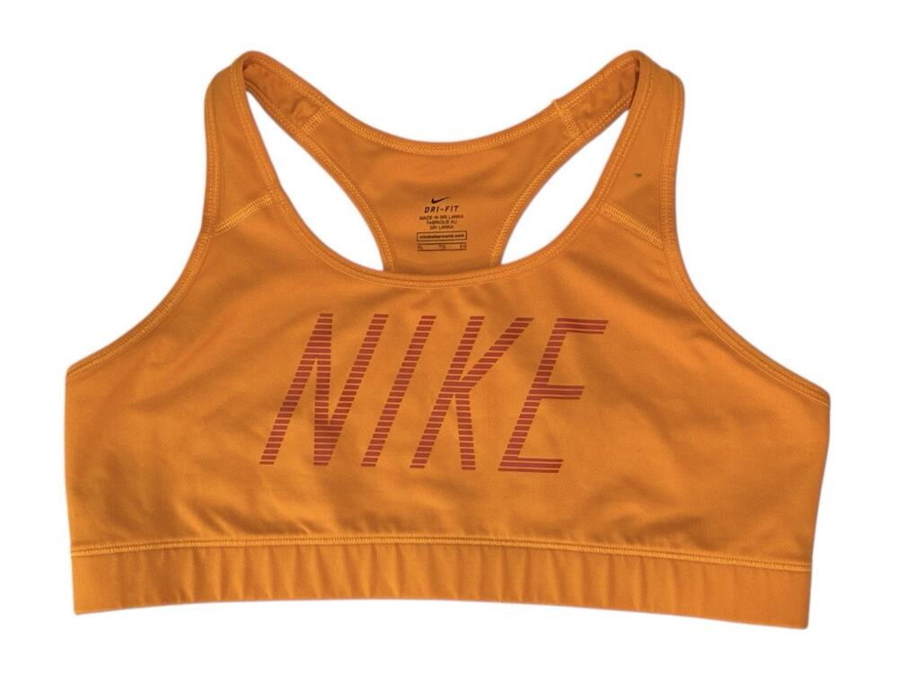 NIKE Better World Dri-Fit Sports Bra Womens XL Orange Activewear Spell Out